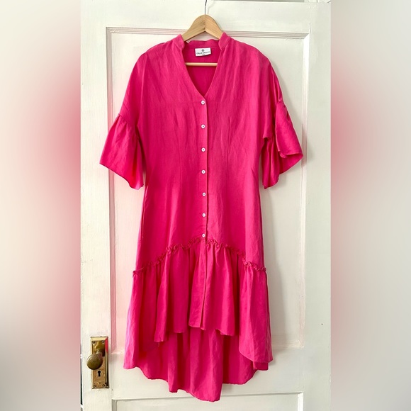 Chloe Kristyn High Low Dress | X-Small | Hot Pink - Picture 3 of 4